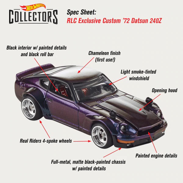 ホットウィール RLC Custom ´72 DATSUN 240ZカメレオンZ-